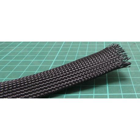 Sleeving, Self Extinguishing, Braided, Nylon (Polyamide), Black, 30 mm, 164 ft
