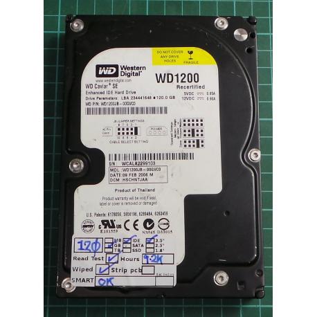 USED, Hard Disk, WD1200, WD Caviar, WD1200JB-00GVC0, Desktop, IDE ,120GB