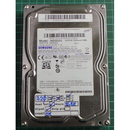 USED, Hard Disk, SAMSUNG, HD322IJ, P/N: 610931FS511379, Desktop, SATA, 320GB