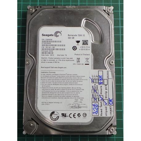 USED, Hard Disk, Seagate, Barracuda 7200.12, ST320DM000, P/N: 1BD14C-300, Firmware: KC43, Desktop, SATA , 320GB