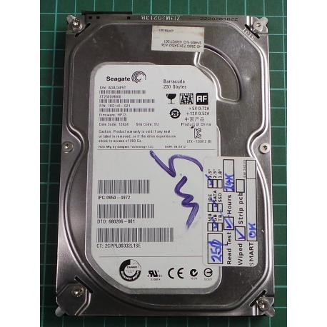USED, Hard Disk, Seagate, Barracuda, ST250DM000, P/N: 1BD141-021, Firmware: HP73, Desktop, SATA , 250GB