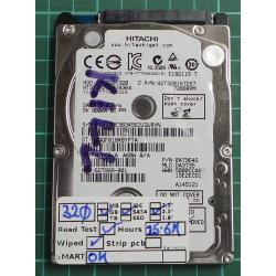 USED, Hard Disk, HITACHI, HTS723232A7A364, Z7K320-320, P/N: 0A79646, Laptop, SATA, 320GB