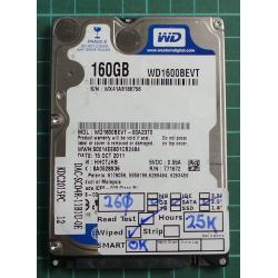 USED, Hard Disk, WD1600BEVT, WD Scorpio, WD1600BEVT-00A23T0, Laptop, SATA, 160GB