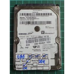 USED, Hard disk, SAMSUNG, ST500LM012, P/N: HN-M500MBB/SCC, Firmware: 2AR10002, Laptop, SATA, 500GB