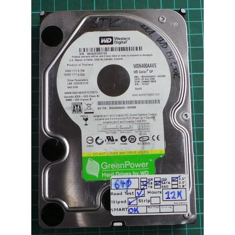 USED, Hard Disk, WD6400AAVS, WD Caviar, WD6400AAVS-00G9B0, Desktop, SATA, 640GB