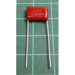 Capacitor: polyester, 47nF, 400VDC, 10mm, ±10%, 12x3.7x8.6mm, MKT