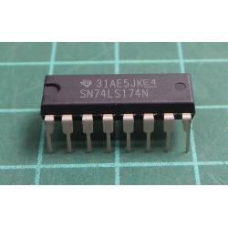 IC: digital, D flip-flop, Ch: 6, THT, DIP16, tube, 74LS