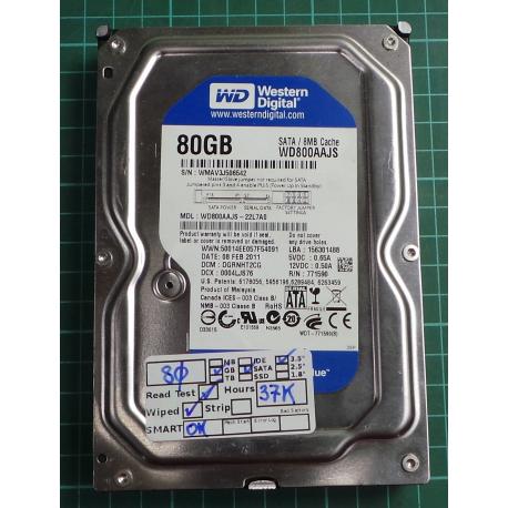 USED, Hard Disk, WD800AAJS, WD Caviar, WD800AAJS-22L7A0, Desktop, SATA, 80GB