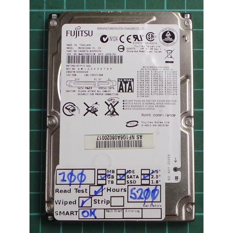 USED, Hard Disk, FUJITSU, MHV2100BH PL, P/N: CA06672-B35500TW, Laptop, SATA, 100GB