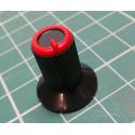 Knob, for 6mm knurled shaft, Ø10x19mm, Black, Red, Style 7