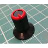 Knob, for 6mm knurled shaft, Ø10x19mm, Black, Red, Style 7