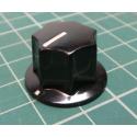 Knob, for 6mm shaft, Ø19x12.7mm, Screw Fixing - Metal Insert, Black