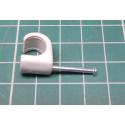 Nail in Clip, for 9mm Round Cable, 32mm Nail, White