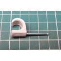Nail in Clip, for 10mm Round Cable, 40mm Nail, White