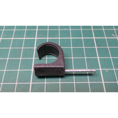 Nail in Clip, for 15mm round cable, Black