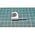 Nail in Clip, for 12mm Round Cable, 40mm Nail, White