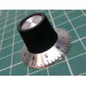 Knob, for 6mm shaft, Ø15x18.1mm, Screw Fixing - Metal Insert