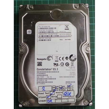 USED, Hard Disk, Seagate, Constellation ES.3, ST2000NM0033, P/N: 9ZM175-038, Firmware: NS00, Desktop, SATA , 2TB