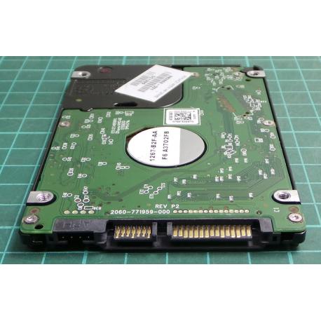 Complete Disk, PCB: 2060-771959-000 Rev P2, WD5000LPVX, WD Scorpio, WD5000LPVX-60V0TT0, 500GB, 2.5", SATA