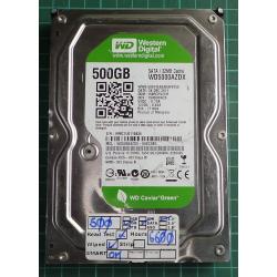 USED, Hard Disk, WD5000AZDX, WD Caviar, WD5000AZDX-00SC2B0, Desktop, SATA, 500GB