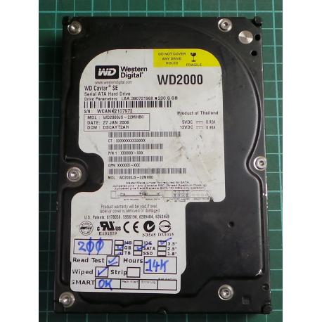 USED, Hard Disk, WD2000, WD Caviar, WD2000JS-22MHB0, Desktop, SATA, 200GB