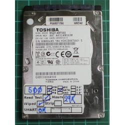 USED, Hard Disk, TOSHIBA, MQ01ABF050, AAT AA10/AM003M, Laptop, SATA, 500GB