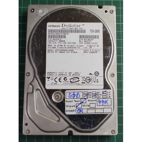 USED, Hard Disk, HITACHI, HDP725050GLA360, P/N: 0A35415, Desktop, SATA, 500GB