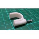Nail in Clip, for 16mm Round Cable, 30mm Nail, White
