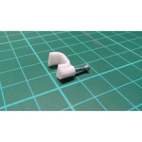 Nail In Clip, for 8*4mm Flat Cable, 15mm Nail, White