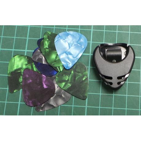 Random Color Guitar Plectrum Set with Holder - Easy Attach for Acoustic/Electric Guitar, - Guitar Accessories