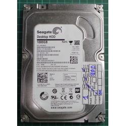 USED, Hard Disk, Seagate, Desktop HDD, ST1000DM003, P/N: 1ER162-500, Firmware: CC44, Desktop, SATA, 1TB