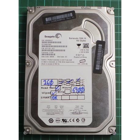 USED, Hard Disk, Seagate, Barracuda 7200.10, ST3160815AS, P/N: 9CY132-621, Firmware: 3.CHF, Desktop, SATA, 160GB