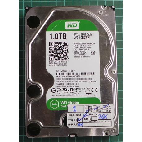 USED, Hard Disk, WD10EZRX, WD Green, WD10EZRX-00D8PB0, Desktop, SATA, 1TB
