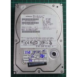 USED, Hard Disk, HITACHI, HDT725025VLA380, P/N: 0A33662, Desktop, SATA, 250GB