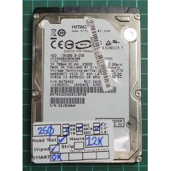 USED, Hard Disk, HITACHI, HTS545025B9A300, Z5K500.B-250, P/N: 0A70422, Laptop, SATA, 250GB