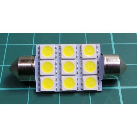 Žárovka LED SV8,5-8 sufit 39mm 12V bílá, 9xSMD5050