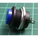 Switch, Push button, R13-507, SPST, OFF-(ON), 250V, 3A, for 16mm hole, dark blue