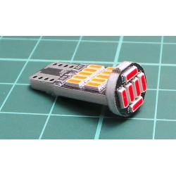 Žárovka LED T10 12V červená, 26x LED4014