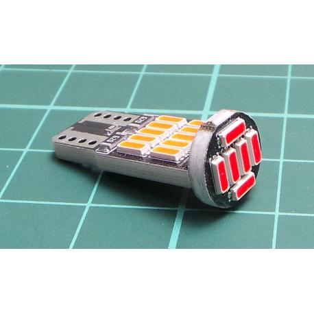 Žárovka LED T10 12V červená, 26x LED4014