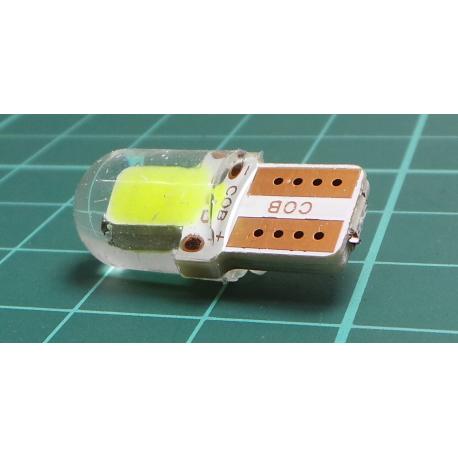 Žárovka LED T10 12V zelená, COB, silica