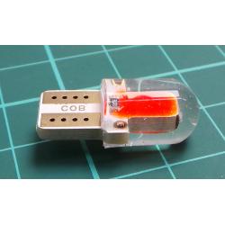 Žárovka LED T10 12V červená, COB, silica