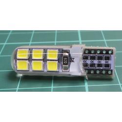 Žárovka LED T10 12V bílá, 12xSMD2835, silica