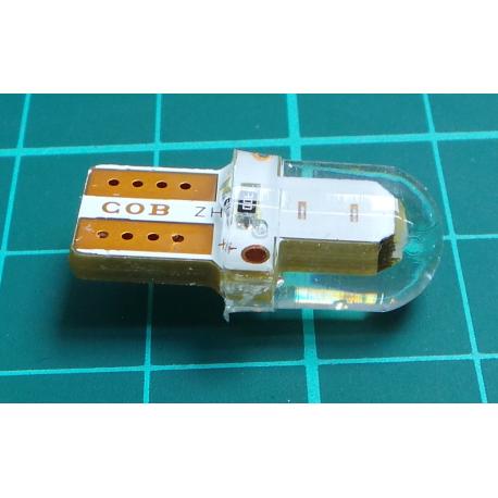 Žárovka LED T10 12V modrá, COB, silica