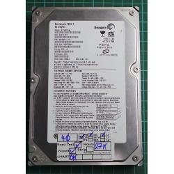 USED, Hard Disk, Seagate, Barracuda 7200.7, ST340014A, P/N: 9W2005-311,Firmware: 3.06,Config: D3Z-01,Desktop,SATA,250GB
