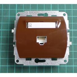 strojek zasuvka pc, 8 kontaktu + kryt hnedy IP20