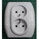 Dual Euro Wall Socket, White, IP20, 16A 250V