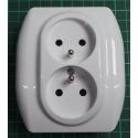 Dual Euro Wall Socket, White, IP20, 16A 250V