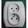 Dual Euro Wall Socket, White, IP20, 16A 250V