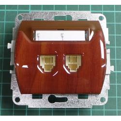 Strojek zasuvka TEL. dvojita 2x4 kontaktu+ kryt IP20