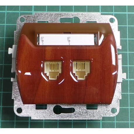 Strojek zasuvka TEL. dvojita 2x4 kontaktu+ kryt IP20